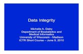 Data Integrity - Video · PDF fileData Integrity • What is Data Integrity? • Learning objective is to “Maintain the integrity of data when collecting, recording, analyzing and