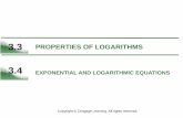 3.3 PROPERTIES OF LOGARITHMS - Academics Portal MATERIAL/3... · PDF fileExample 3 – Using Properties of Logarithms Write each logarithm in terms of ln 2 and ... Solving Logarithmic
