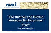 The Business of Private Antitrust Enforcement Slides.pdf · The Business of Private Antitrust Enforcement Albert A. Foer ... Sherman § 2- Monopoly ... Foer Slides.ppt