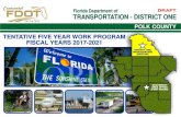 Florida Department of DRAFT TRANSPORTATION ... DEPARTMENT OF TRANSPORTATION DISTRICT - 1 POLK COUNTY July 1, 2016 Through June 30, 2021 CURRENTLY REPORTED ACTIVE FUND CODES DRAFT TENTATIVE