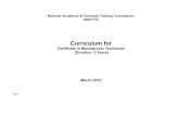 Curriculum for - National Vocational & Technical Training ... Technician... · Curriculum for Certificate in ... microcontroller-based control systems, process simulation for plant