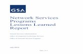 Network Services Programs Lessons Learned Report - … for the purpose of identifying lessons learned that can drive planning of program improvements and the strategy for the next