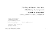 Cadex C7000 Series Battery Analyzer User’s Manual C7000 Series Battery Analyzer i Cadex C7000 Series Battery Analyzer User’s Manual Cadex C7200, C7400 & C7400ER Cadex Electronics