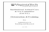 Institutional Animal Care & Use Committee (IACUC) Animal Care & Use Committee ... have been included in Appendix 3 of the Virginia Tech ... VT-Specific IACUC Training, June 1, 2008