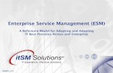 Enterprise Service Management (ESM) - itSM Mentoritsmmentor.com/wp-content/uploads/2015/01/Enterprise...and standards (ISO 27001, ISO 31000, ISO 38500 etc.) to manage and improve an