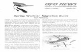 OFOIfEWS - OFO - Site Warbler Migration Guide.pdf · OFOIfEWS Newsletter of the Ontario Field Ornithologists Volume 19 Number 1 February 2001 SpringWarbler Migration Guide Ron Pittaway