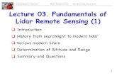 Lecture 03. Fundamentals of Lidar Remote Sensing (1)superlidar.colorado.edu/Classes/Lidar2014/LidarLecture03_Lidar... · Lecture 03. Fundamentals of Lidar Remote Sensing (1) ... LIDAR