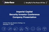 Imperial Capital Security Investor Conference Company ... Interface - Imperial Capital... · Security Investor Conference Company Presentation . ... American market for IP video surveillance