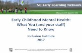 Early Childhood Mental Health: What You (and your staff ...inclusioninstitute.fpg.unc.edu/sites/inclusioninstitute.fpg.unc.edu... · •NC Department of Health and Human Services’