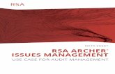 DATA SHEET RSA ARCHER ISSUES MANAGEMENT · RSA ARCHER ® ISSUES MANAGEMENT ... cracks, resulting in repeat audit findings, ... manage findings, remediation plans and exceptions.