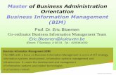 Master of Business Administration Orientation Business ... · Master of Business Administration Orientation Business Information Management ... Business Inteligence ... –Team leader