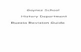Gaynes School History Department Revision Guide Problems with ruling Russia The Russian Empire covered 22.3 million Sq Kilometres Communications were difficult Roads were unpaved Railways