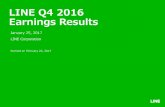 LINE Q4 2016 Earnings Results · Steady growth in the number of official accounts for Messenger Ads ... LINE GAME KPI . Content. LINE GAME, ... office related expense and IPO related