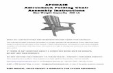 AFCHAIR Adirondack Folding Chair Assembly Adirondack Folding Chair Assembly Instructions Max Weight Capacity 300 Lb !! READ ALL INSTRUCTIONS AND WARNINGS BEFORE USING THIS PRODUCT.