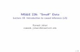 Lecture 18: Introduction to causal inference (v3) Ramesh ...web.stanford.edu/~rjohari/teaching/notes/226_lecture18_causal.pdf · Association vs. causation In each case, you were unable