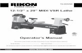 Operator’s Manual - RIKON Power Tools 70-220VSRM6  12-1/2” x 20” MIDI VSR Lathe Operator’s Manual Record the serial number and date of …