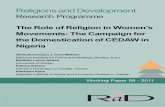 Religions and Development - University of Birmingham · Religions and Development ... greater or lesser role for religion in achieving development objectives. ... FOMWAN Federation