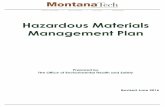 Hazardous Materials Management Plan - mtech.edu · addressed as an integral part of the hazardous materials management plan because the safe handling and use of hazardous materials