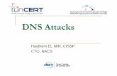 DNS Attacks - Internet Society Attacks Haythem EL MIR, CISSP CTO, NACS. ... the manager of the country-code TLD .de, ... Information Collection (NS discovery)