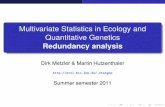 Multivariate Statistics in Ecology and Quantitative ...evol.bio.lmu.de/_statgen/Multivariate/11SS/rda.pdf · Multivariate Statistics in Ecology and Quantitative Genetics Redundancy