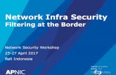 Network Infra Security - wiki.apnictraining.net Date: Revision: Network Infra Security Filtering at the Border Network Security Workshop 25-27 April 2017 Bali Indonesia [31-12-2015]