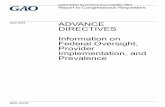Advance Directives: Information on Federal Oversight ... · ADVANCE DIRECTIVES . Information on Federal Oversight, Provider Implementation, and Prevalence . ... directive requirement