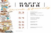 HAPPY HOUR - Brass Tap · happy hour fireball® evan williams® black payday the porch swing drink of $6 the week select draught $7 flights $3 shots select pints house wine sangria