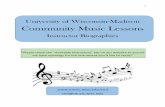 University of Wisconsin-Madison Community Music Lessons ·  · 2016-10-20University of Wisconsin-Madison . Community Music Lessons . ... Violin…… ... She has experience with
