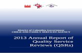 CHILD AND FAMILY SERVICES AGENCY - cfsa of Columbia Government . CHILD AND FAMILY SERVICES AGENCY . 2013 Annual Report of Quality Service Reviews (QSRs)