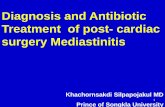 Diagnosis and Antibiotic Treatment of post- cardiac surgery …thaists.org/news_files/news_file_579.pdf · Limited value of plain CXR film Mediastinal widening : ? postoperative hemorrhage