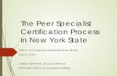 Peer Specialist Certification - New York State Office of ... · developing a Peer Specialist Certification process in ... General qualification Education ... Guidance in working with