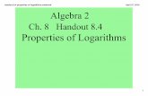 Properties of Logarithms - tb003.k12.sd.us Properties of... · handout 8.4 properties of logarithms.notebook 2 April 07, 2016 Properties of Logarithms For any positive numbers M,