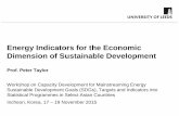 Energy Indicators for the Economic Dimension of ... Nov 6_Economic Dimension of...Economic Dimension of Sustainable Development . Economic indicators and themes The economic indicators