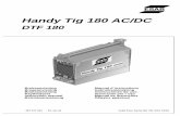 Handy Tig 180 AC/DC - spaw-serwiscz.pl 377 001 R.pdf · Bruksanvisning Manual d´instructions ... Handy Tig 180 AC/DC ... – 1 0457 377 049 Burner button, DTF 180 ESAB, complete