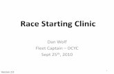 Race Starting Clinic - dcyc.org Starting Clinic 20100921.pdf · Race Starting Clinic Dan Wolf Fleet Captain ... •Go to a point 2-3 boat lengths downwind of the location you want