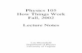 Physics 105 How Things Work Fall, 2002 Lecture Notesgalileo.phys.virginia.edu/classes/105hs.ral5q.fall04/105.… ·  · 1980-01-03Physics 105 How Things Work Fall, 2002 Lecture Notes