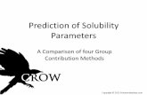 Prediction of Solubility Parameters - …polymerdatabase.com/pdf/crow_sol_par_June2015.pdfA Comparison with Literature Values Polymer Fedors Hoy Krevelen Small CROW* CROW Barton**
