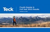 Fourth Quarter & Full Year 2015 Results - Teck · Record mill throughput at Antamina. Cash unit costs. 3. US$1.45-1.55 /lb ...