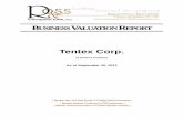 BBUUSSIINNEESSSS VVAALLUUAATTIIOONN …rosscomp/files/Sample Certified... · Business Valuation Report For Tentex Corp October 1, 2013 Ross & Company CPA, PLLC Page 2 of 94 TABLE