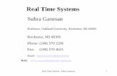 Real Time Systems - Oakland ganesan/old/courses/SYS595 F06/Real Time... · PDF fileHard real-time system and soft real-time systems: (1) ... Examples of Real-time Systems-Generalized