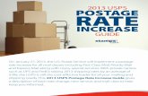 2013 USPS Postage Rate Increase Guide - Stamps.com€¦ · RATE POSTAGE INCREASE 2013 USPS GUIDE On January 27, 2013, the U.S. Postal Service will implement a postage rate increase