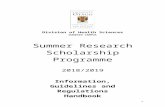 €¦  · Web viewIf the student is unable or unwilling to complete the project (due to illness, unforeseen event etc) the Division of Health Sciences and Summer Research Scholarship