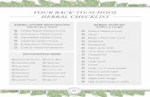 YOUR BACK-TO-SCHOOL HERBAL CHECKLIST BACK-TO-SCHOOL HERBAL CHECKLIST HERBAL COURSE REGISTRATION (Check one or more!) HERBAL SUPPLIES (Collect as you go) RECOMMENDED HERBS o Herbal
