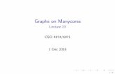 Graphs on Manycores - Lecture 23 - Computer Scienceslotag/classes/FA16/slides/lec23-manycore.pdf · Device with 4 SMs SM 0 SM 1 SM 2 SM 3 Block 0 Block 1 Block 2 Block 3 Block 4 Block