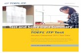 Test and Score Data Summary for theTOEFL ITP Test and Score Data Summary This edition of the TOEFL® ITP Test and Score Data Summary contains data on the performance of examinees who