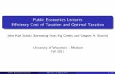 Public Economics Lectures E¢ ciency Cost of Taxation and Optimal Taxationscholz/Teaching_742/Efficiency_Op… ·  · 2011-09-21Public Economics Lectures E¢ ciency Cost of Taxation