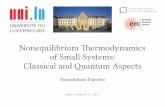 Nonequilibrium Thermodynamics of Small Systems: Classical ... · Nonequilibrium Thermodynamics of Small Systems: Classical and Quantum Aspects ... Markovian master equation: ... to
