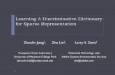 Learning discriminative dictionary for sparse ...zhuolin/Publications/LCKSVD.pdfLearning A Discriminative Dictionary for Sparse Representation ... multiclass linear classier are learned