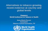 Alternatives to tobacco growing, recent evidence at ... · Alternatives to tobacco growing, recent evidence at country and global ... • Nicotine poisoning affecting by absorption