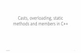 Casts, overloading, static methods and members in C++ smidkiff/ece30862/files/L3.pdf• Overriding allows us to change the implementation in the base class, i.e., it ... • And, as